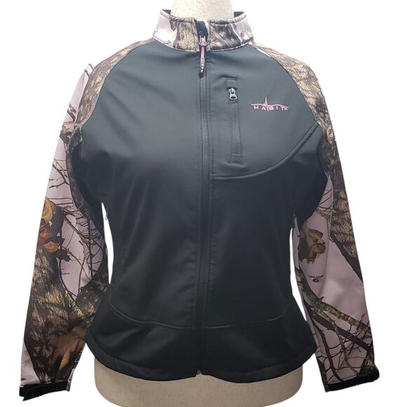 Mossy Oak Women’s Black & Pink Camo Jacket Sz L Outdoor Hunting Streetwear - Picture 1 of 13
